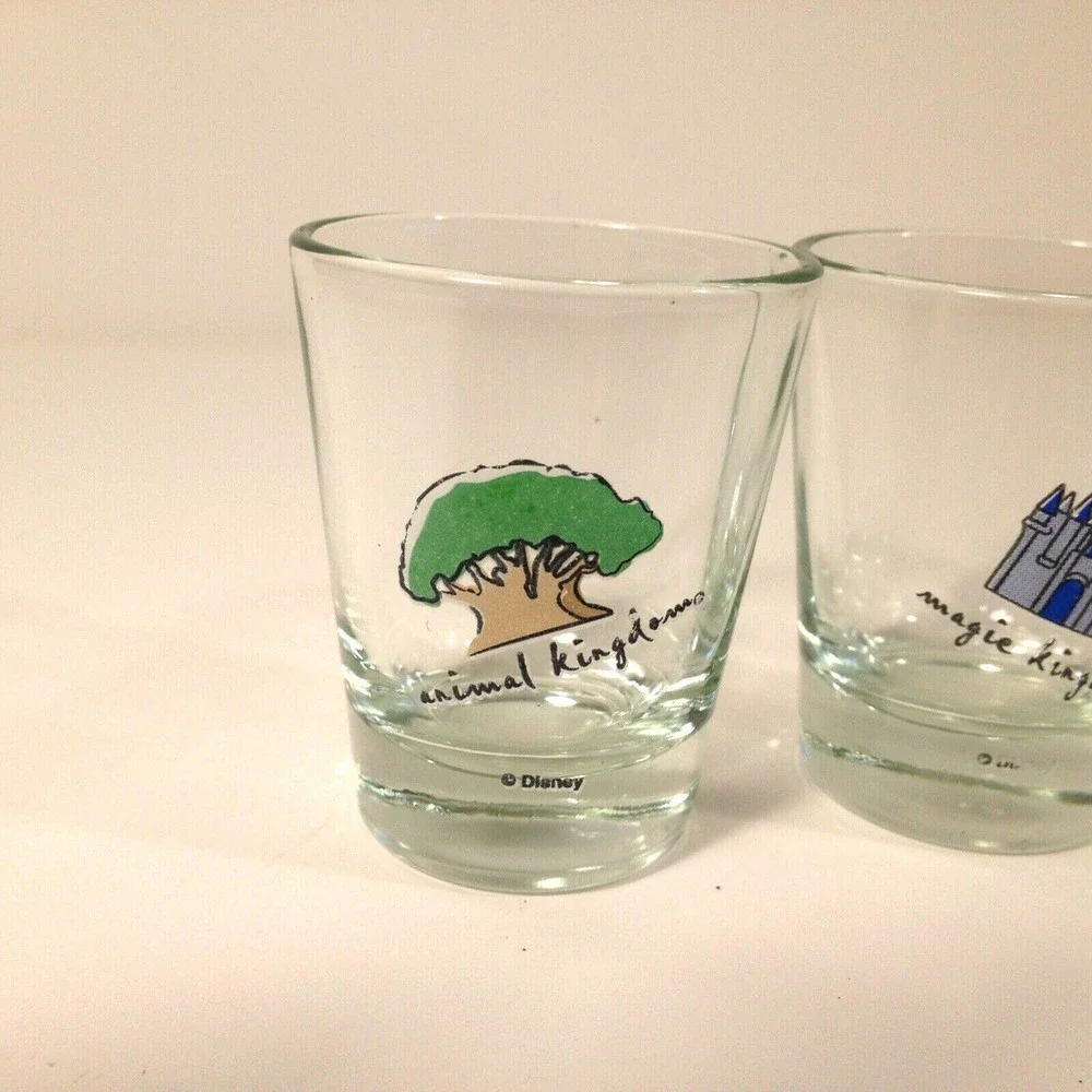 3 Disney World Magic Kingdon Animal Kingdom Epcot Souvenir Shot Glass Set of 3